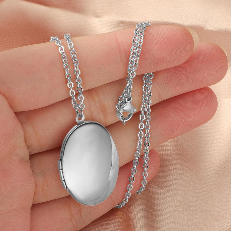 PHOCKSIN Locket Necklace for Women Black/Gold/Silver Locket Necklace Oval/Round/Heart Photo Necklace New Years Gifts for Girls - Image 2